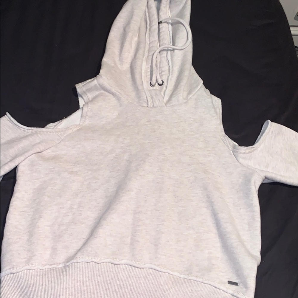 Hollister. Off shoulder long sleeved hooded shirt.